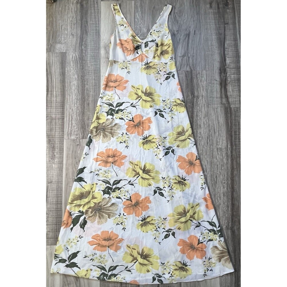 Vintage 1970's Katz Dress Gown Small Long Floral Nylon Sheer